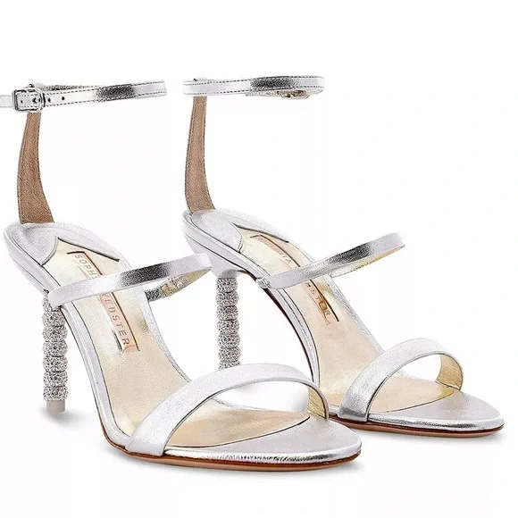 🌺SOPHIA WEBSTER🌺 Rosalind Metallic Crystal-Heel Sandals size 37 - Picture 4 of 17